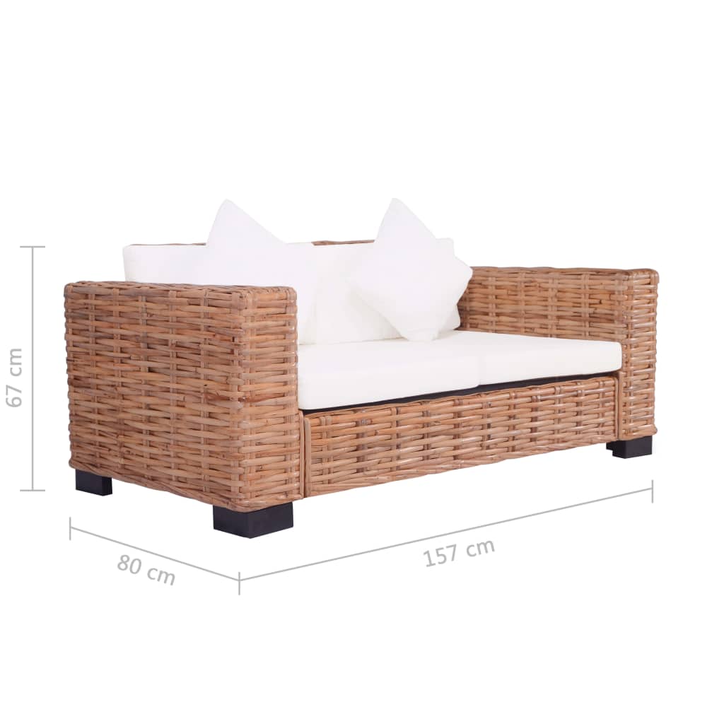 2-personers havesofa naturligt rattan