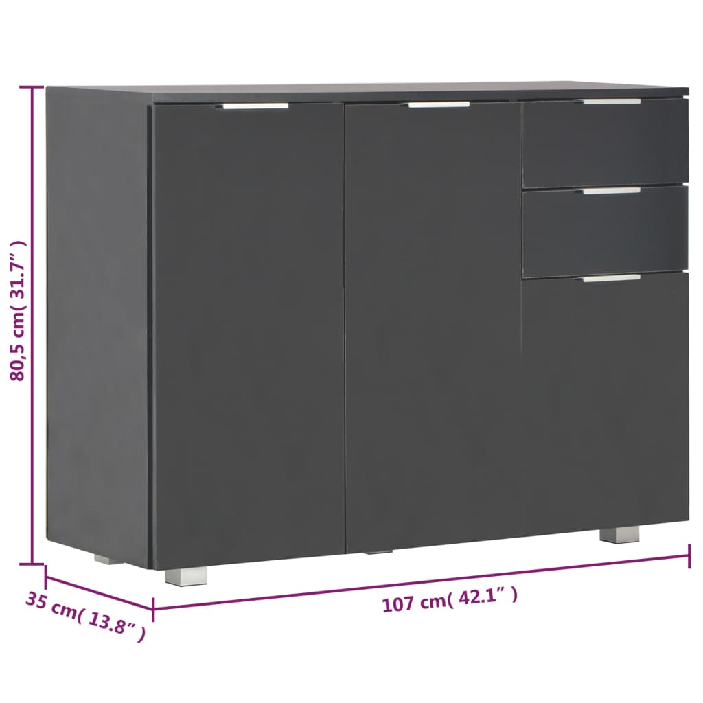 skænk 107x35x80,5 cm sort højglans