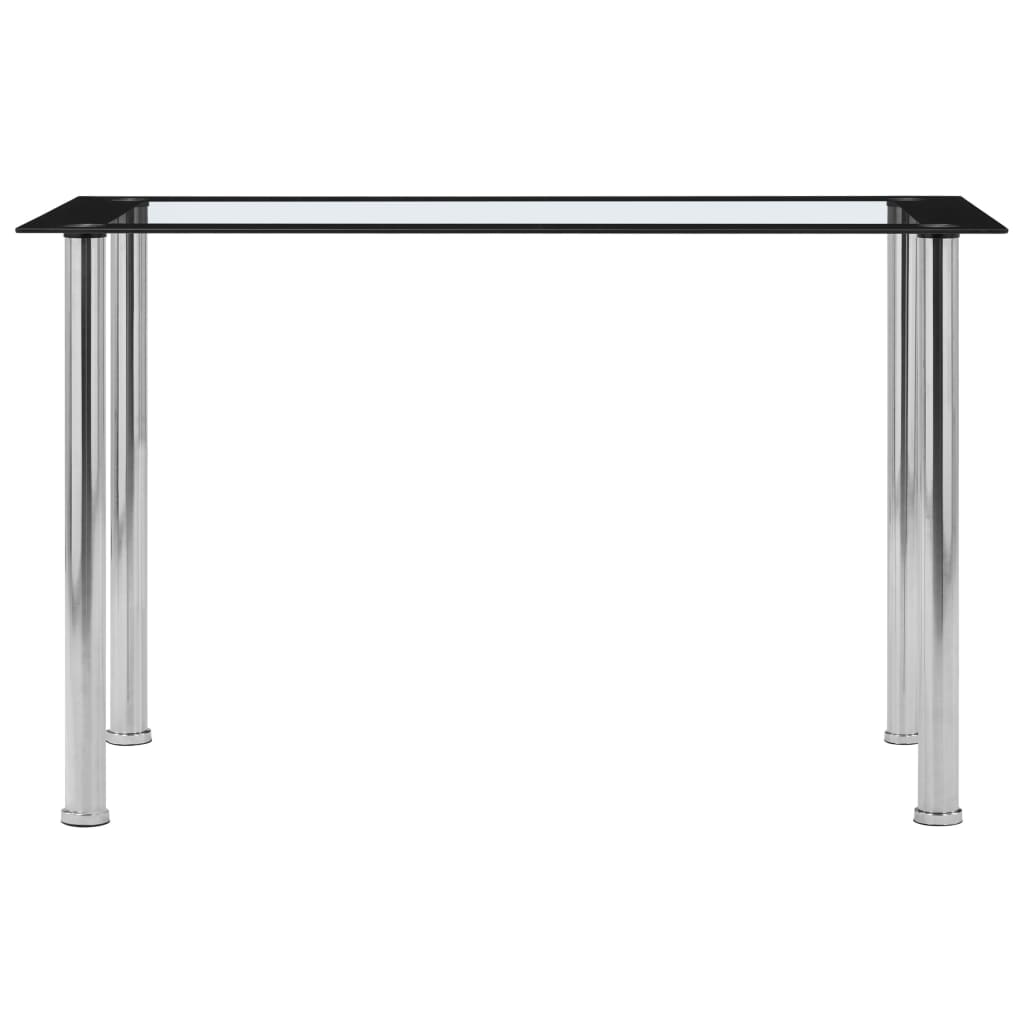 spisebord 120x60x75 cm hærdet glas sort og gennemsigtig
