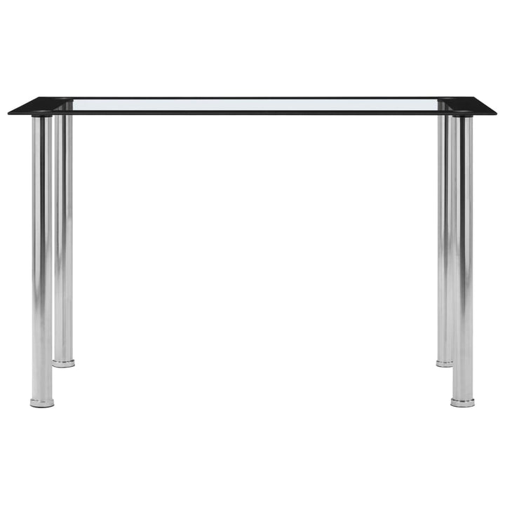 spisebord 120x60x75 cm hærdet glas sort og gennemsigtig