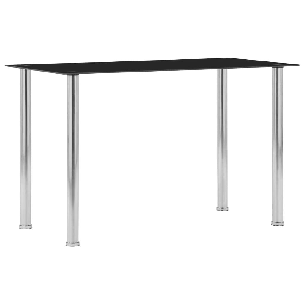 spisebord 120x60x75 cm hærdet glas sort