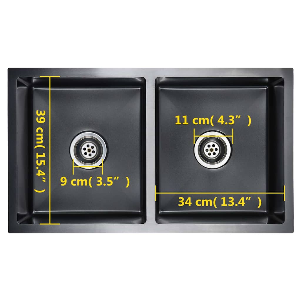 håndlavet køkkenvask rustfrit stål sort