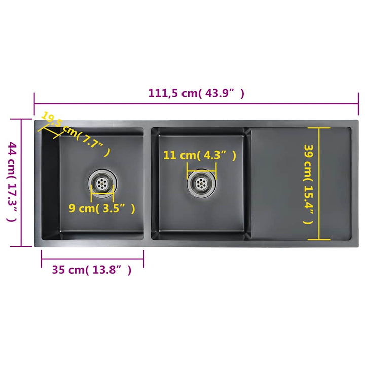 håndlavet køkkenvask rustfrit stål sort