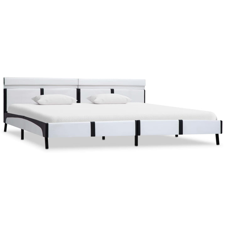 sengestel med LED 180x200 cm kunstlæder hvid