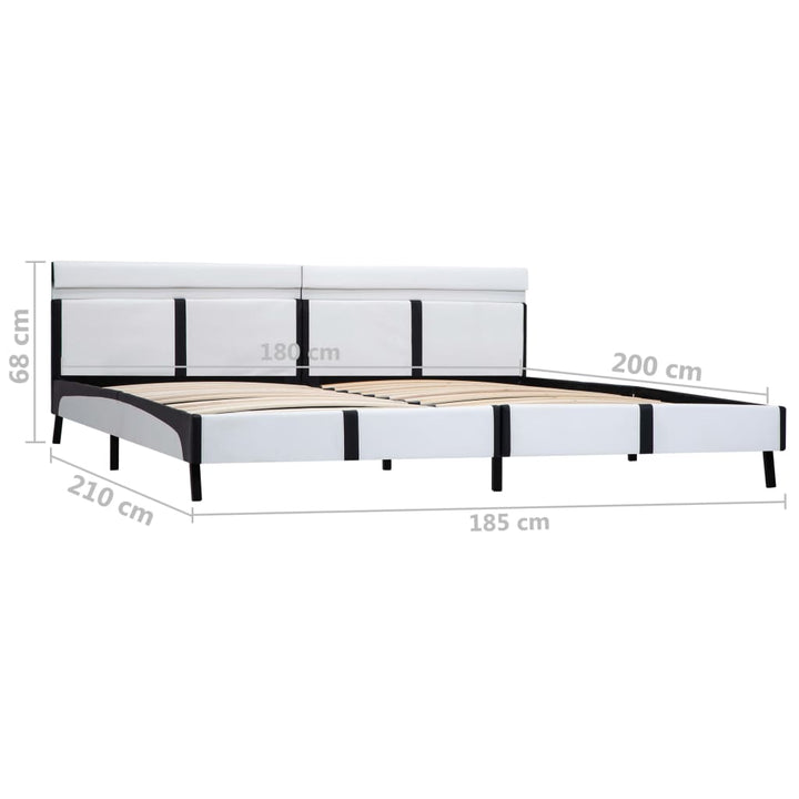 sengestel med LED 180x200 cm kunstlæder hvid