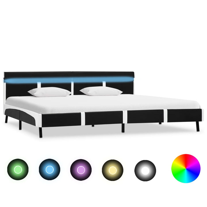 sengestel med LED 180x200 cm kunstlæder sort