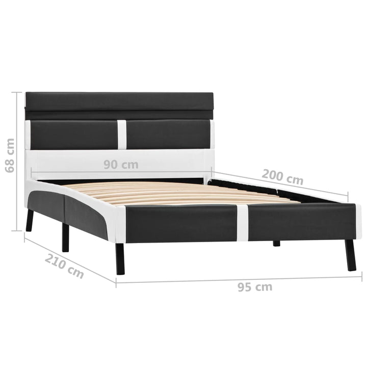 sengestel 90 x 200 cm LED kunstlæder grå