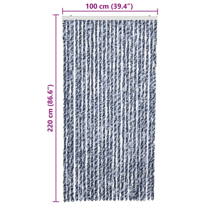 insektgardin 100 x 220 cm blå hvid og sølvfarvet
