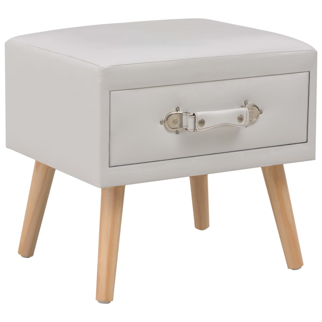 sengeskabe 2 stk. 40 x 35 x 40 cm kunstlæder hvid