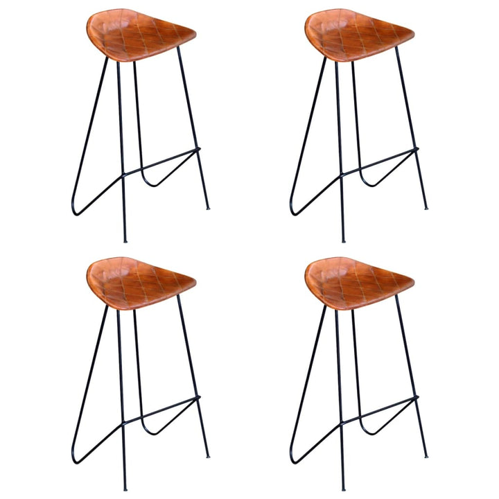 barstole 4 stk. ægte læder brun