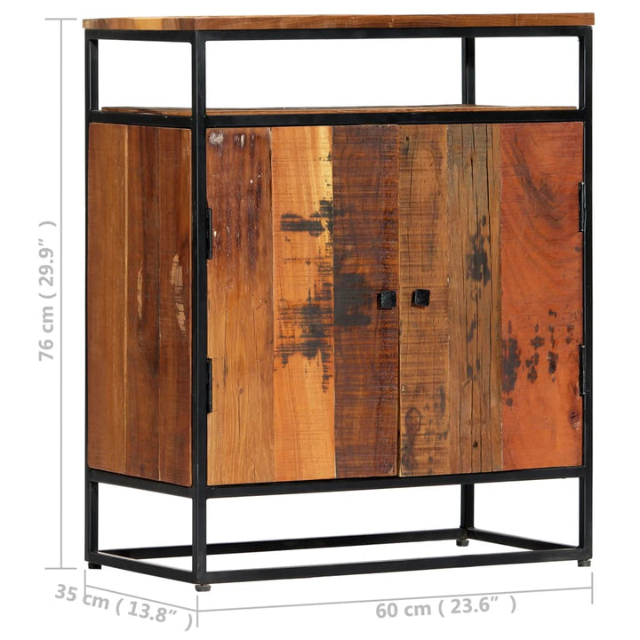 sideskab 60x35x76 cm massivt genbrugstræ og stål