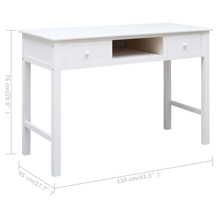 skrivebord 110 x 45 x 76 cm træ hvid