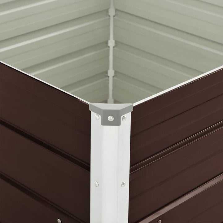 hævet plantekasse 100 x 100 x 77 cm galvaniseret stål brun