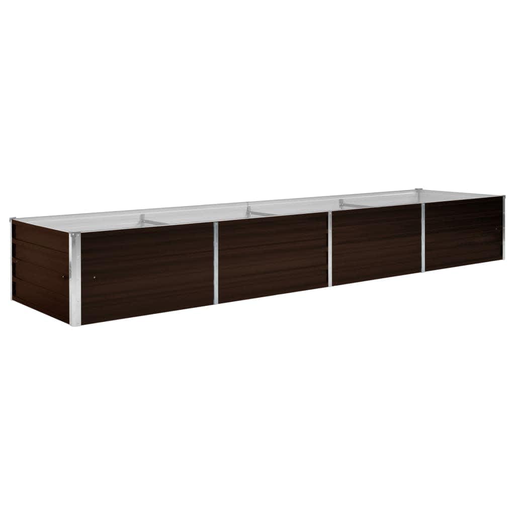 hævet plantekasse 320x80x45 cm galvaniseret stål brun
