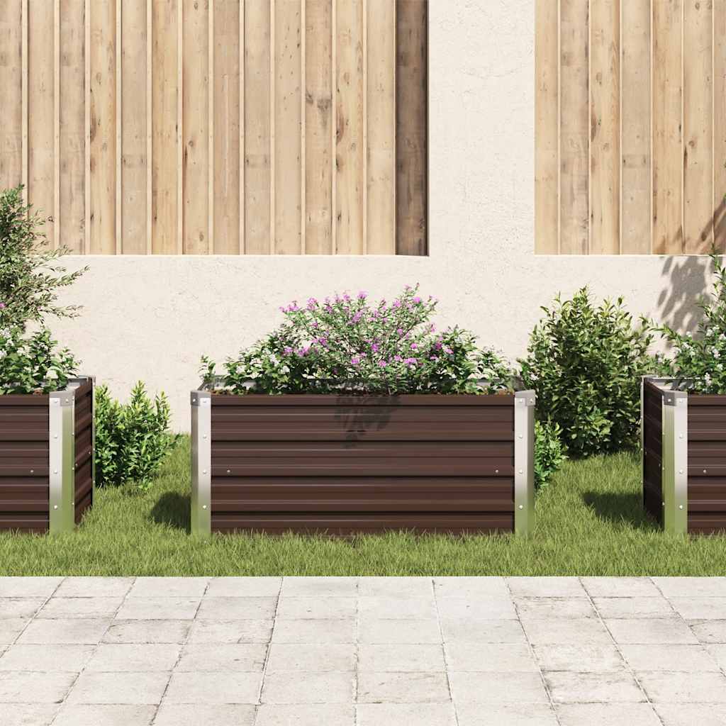hævet plantekasse 100x40x45 cm galvaniseret stål brun