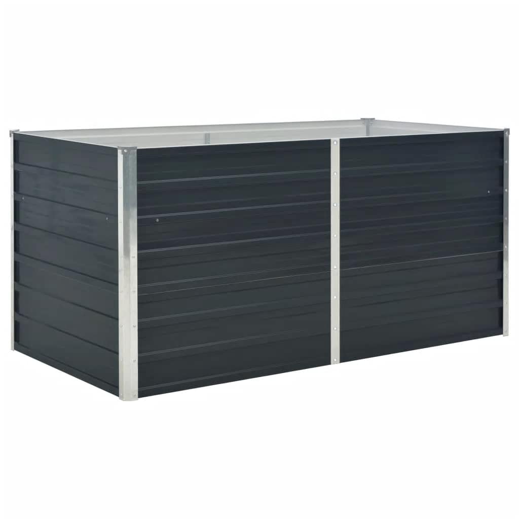 hævet plantekasse 160x80x77 cm galvaniseret stål antracitgrå