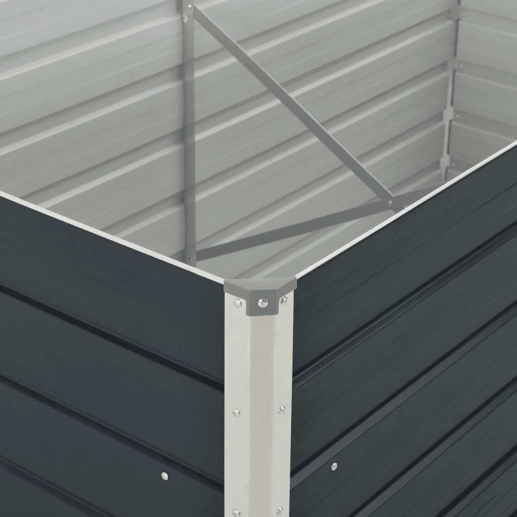 hævet plantekasse 160x80x77 cm galvaniseret stål antracitgrå