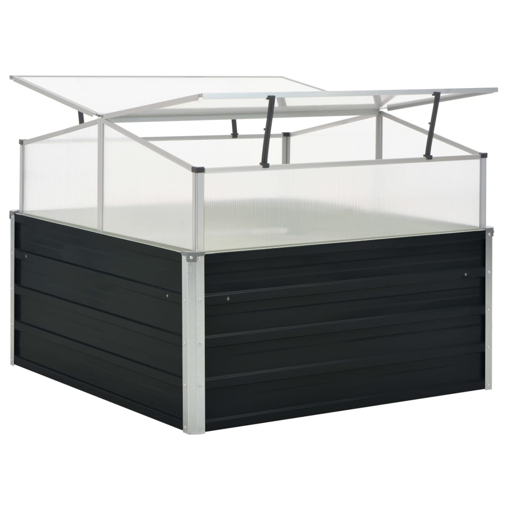 drivhus 100 x 100 x 77 cm galvaniseret stål antracitgrå