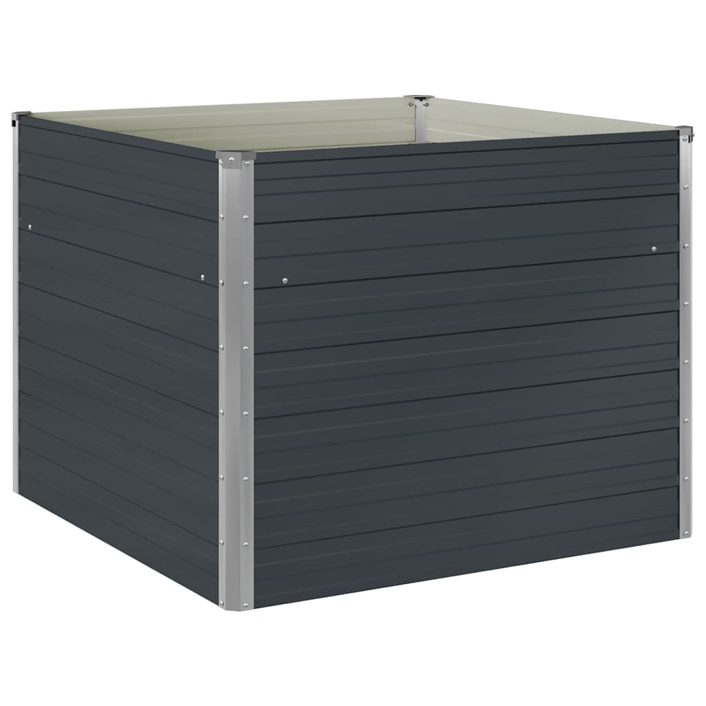 hævet plantekasse 100x100x77 cm galvaniseret stål antracitgrå