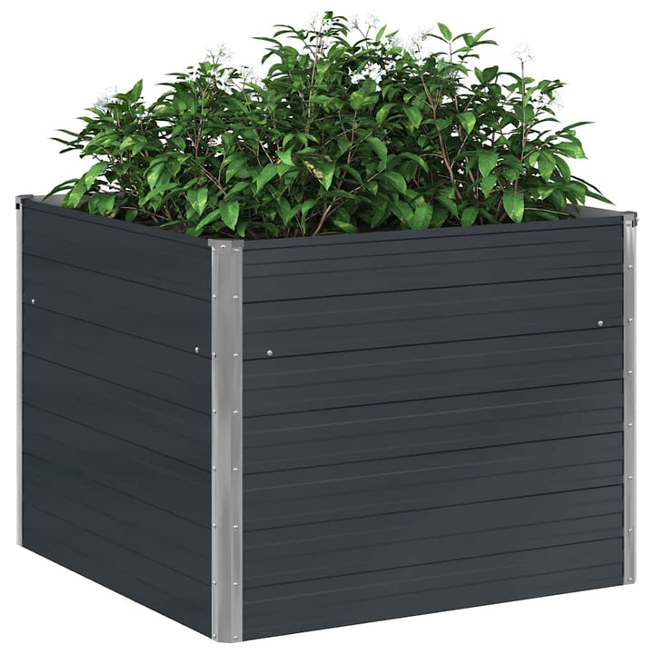 hævet plantekasse 100x100x77 cm galvaniseret stål antracitgrå