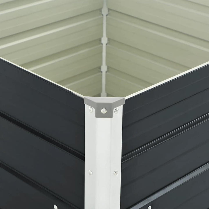 hævet plantekasse 100x100x77 cm galvaniseret stål antracitgrå