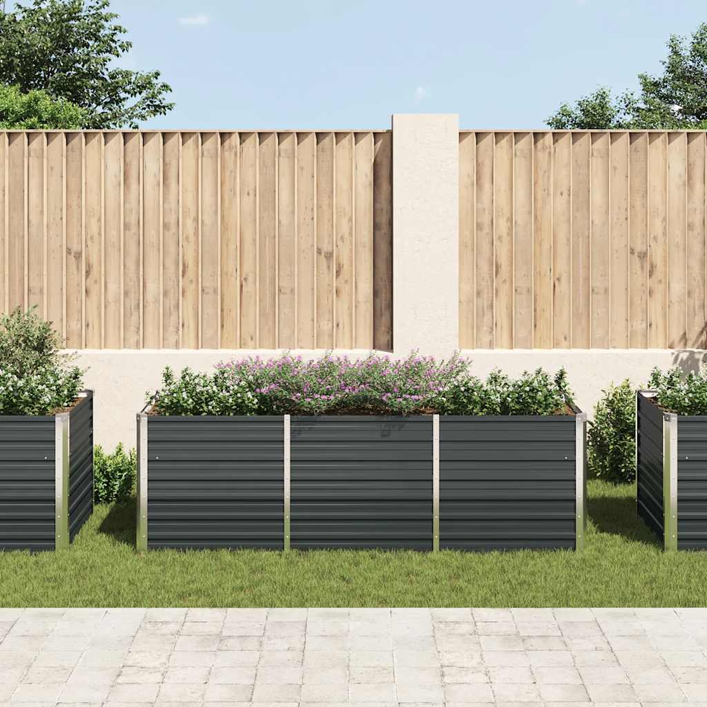 hævet plantekasse 240x80x77 cm galvaniseret stål antracitgrå