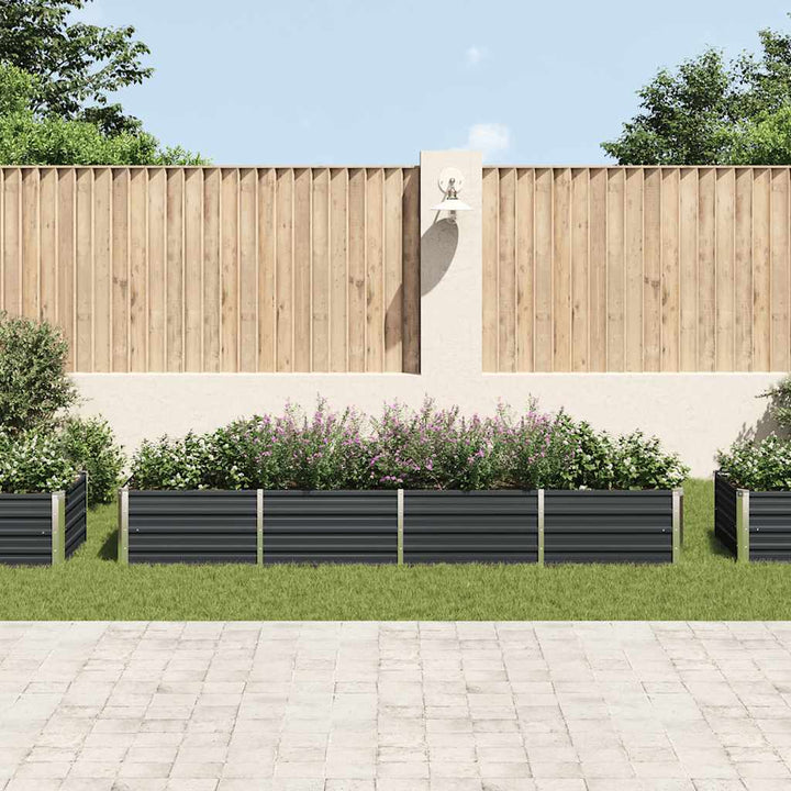 hævet plantekasse 320x80x45 cm galvaniseret stål antracitgrå