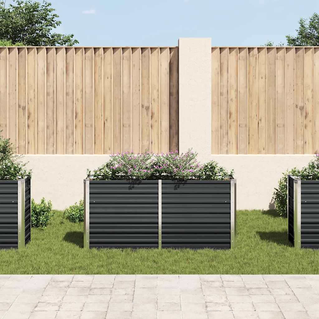hævet plantekasse 160x40x77 cm galvaniseret stål antracitgrå