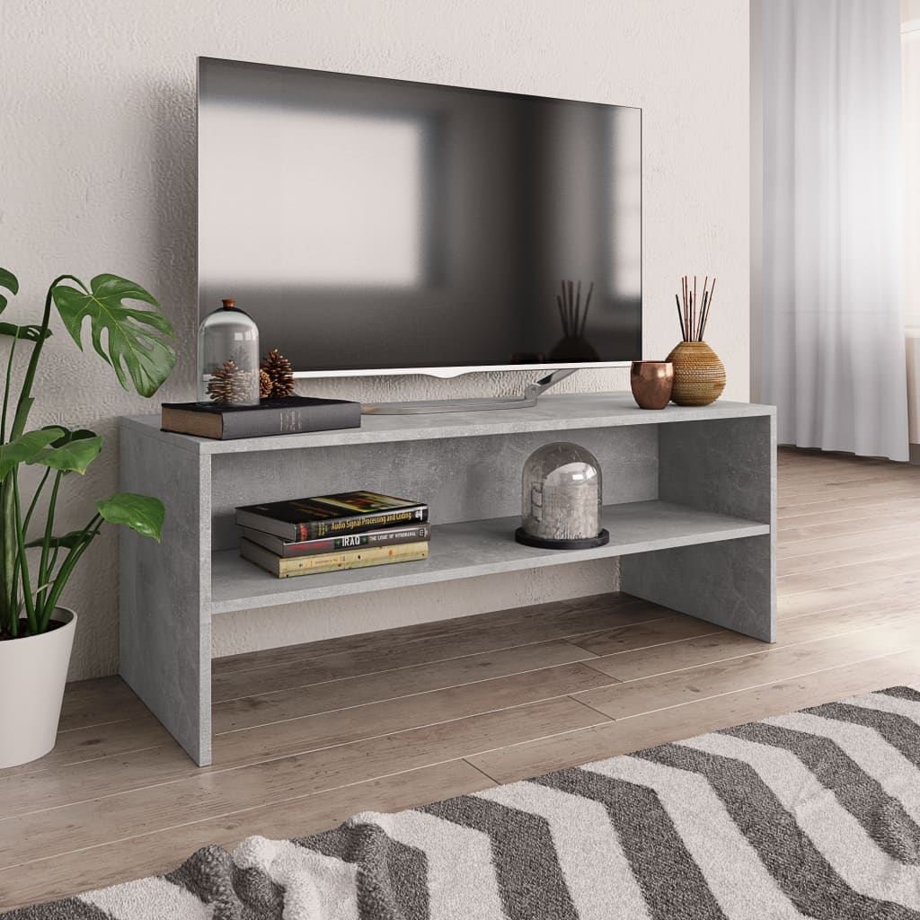 tv-bord 100x40x40 cm konstrueret træ betongrå
