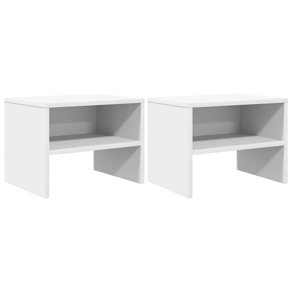 sengeborde 2 stk. 40x30x30 cm konstrueret træ hvid