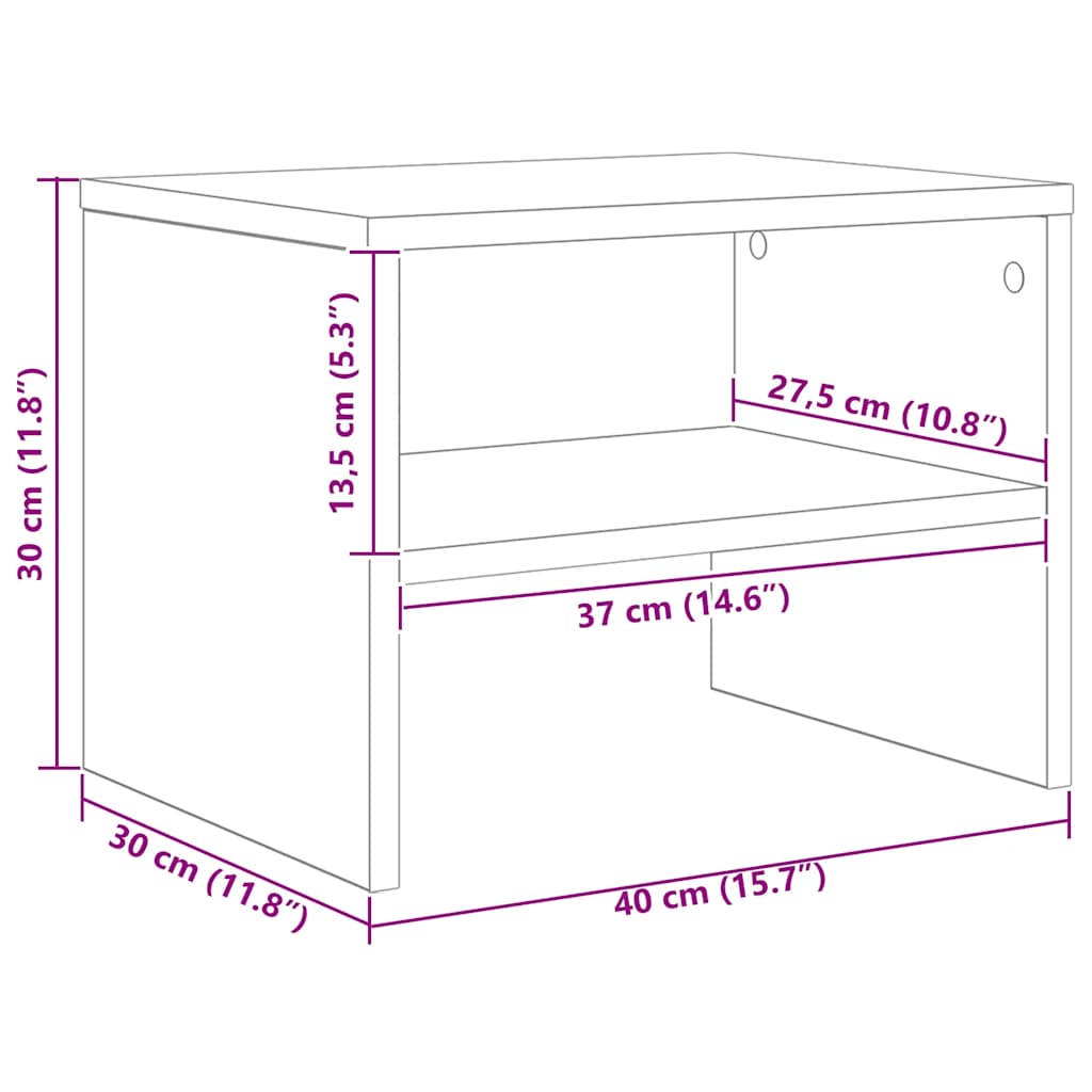 sengeborde 2 stk. 40x30x30 cm konstrueret træ hvid