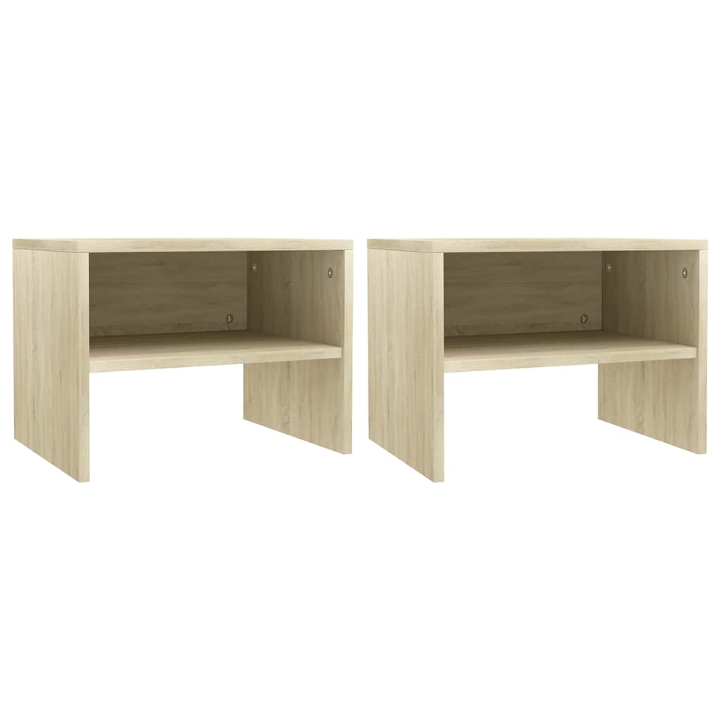 sengeborde 2 stk. 40x30x30 cm konstrueret træ Sonoma-eg