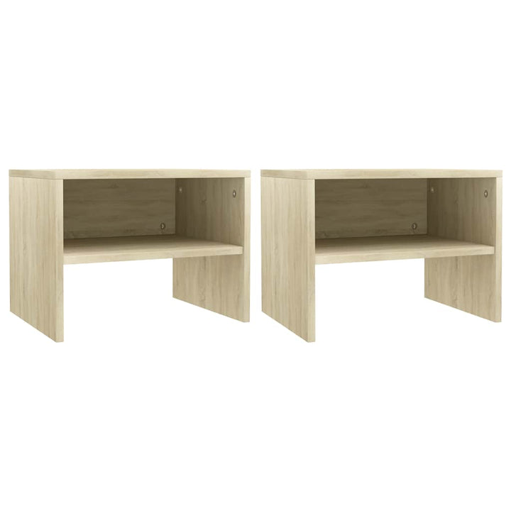 sengeborde 2 stk. 40x30x30 cm konstrueret træ Sonoma-eg
