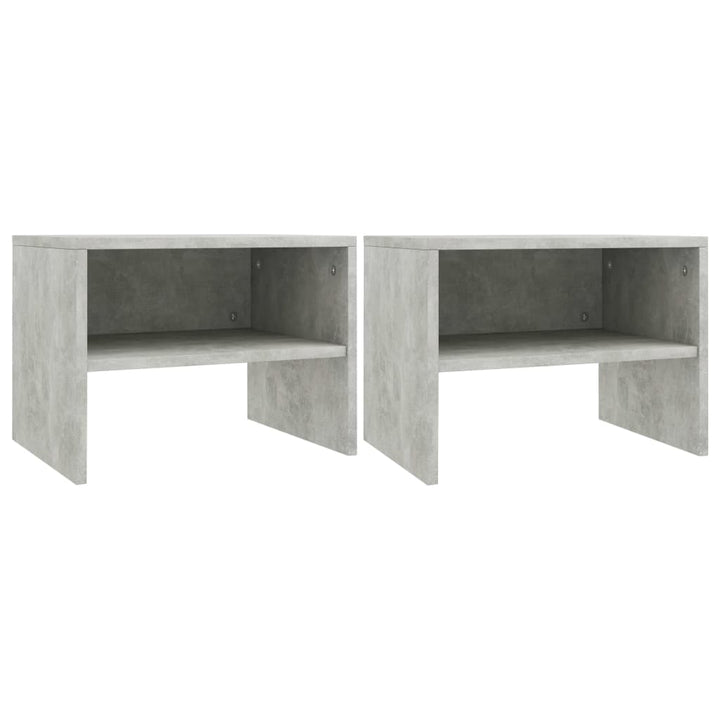 sengeborde 2 stk. 40x30x30 cm konstrueret træ Betongrå
