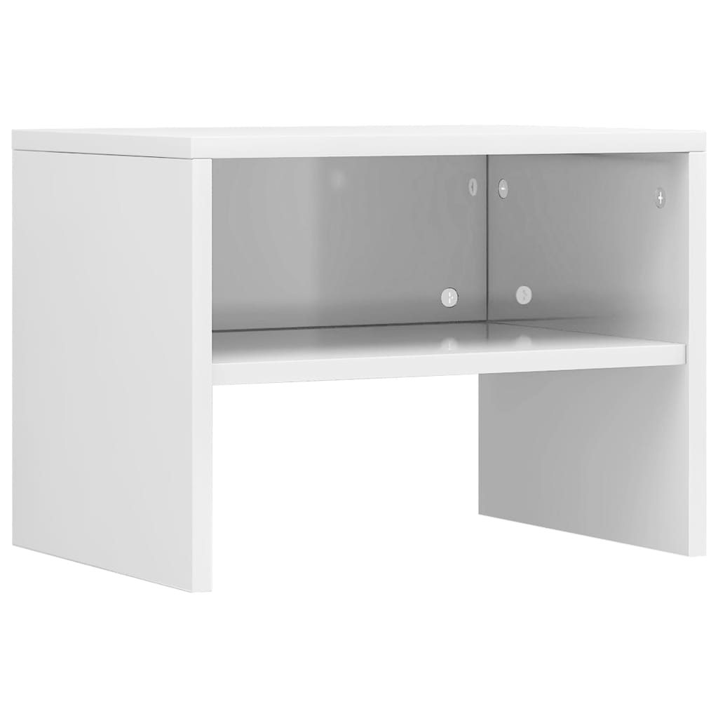 sengebord 40x30x30 cm konstrueret træ hvid højglans
