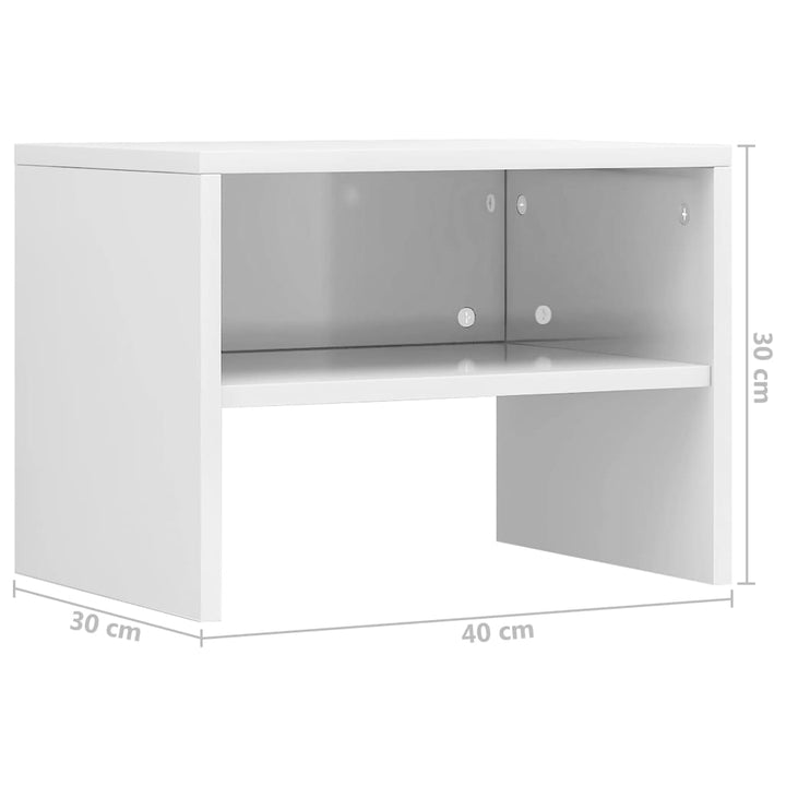 sengebord 40x30x30 cm konstrueret træ hvid højglans