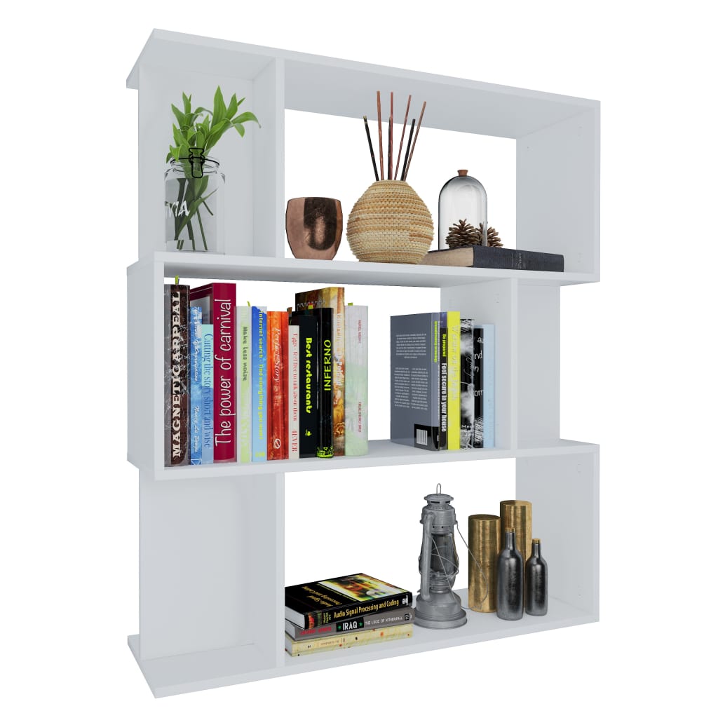 bogreol/rumdeler 80x24x96 cm konstrueret træ hvid