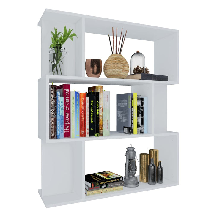 bogreol/rumdeler 80x24x96 cm konstrueret træ hvid