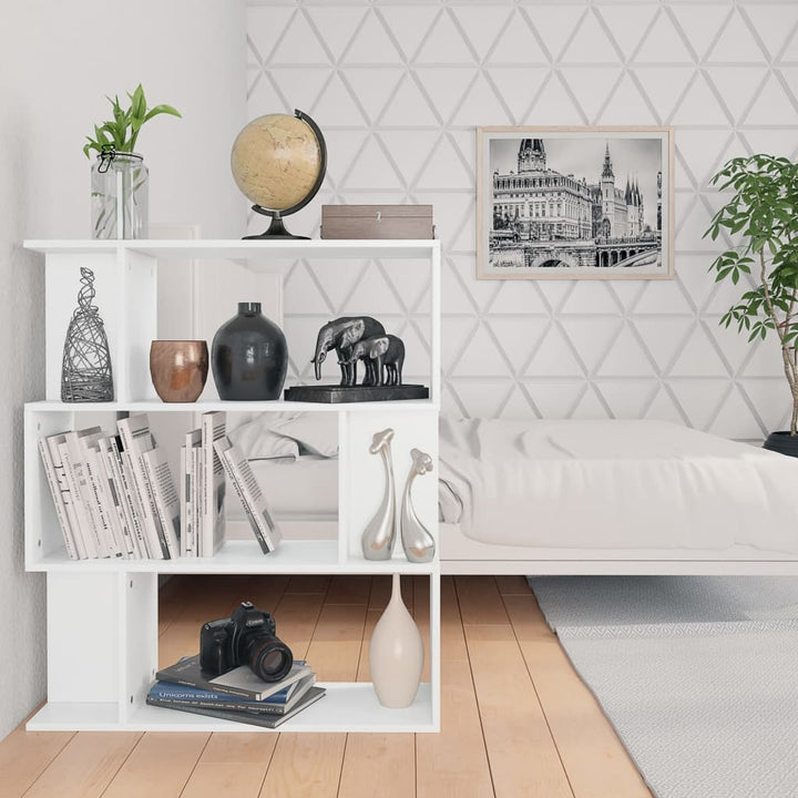 bogreol/rumdeler 80x24x96 cm konstrueret træ hvid