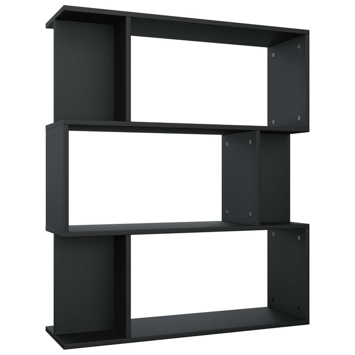 bogreol/rumdeler 80x24x96 cm konstrueret træ sort