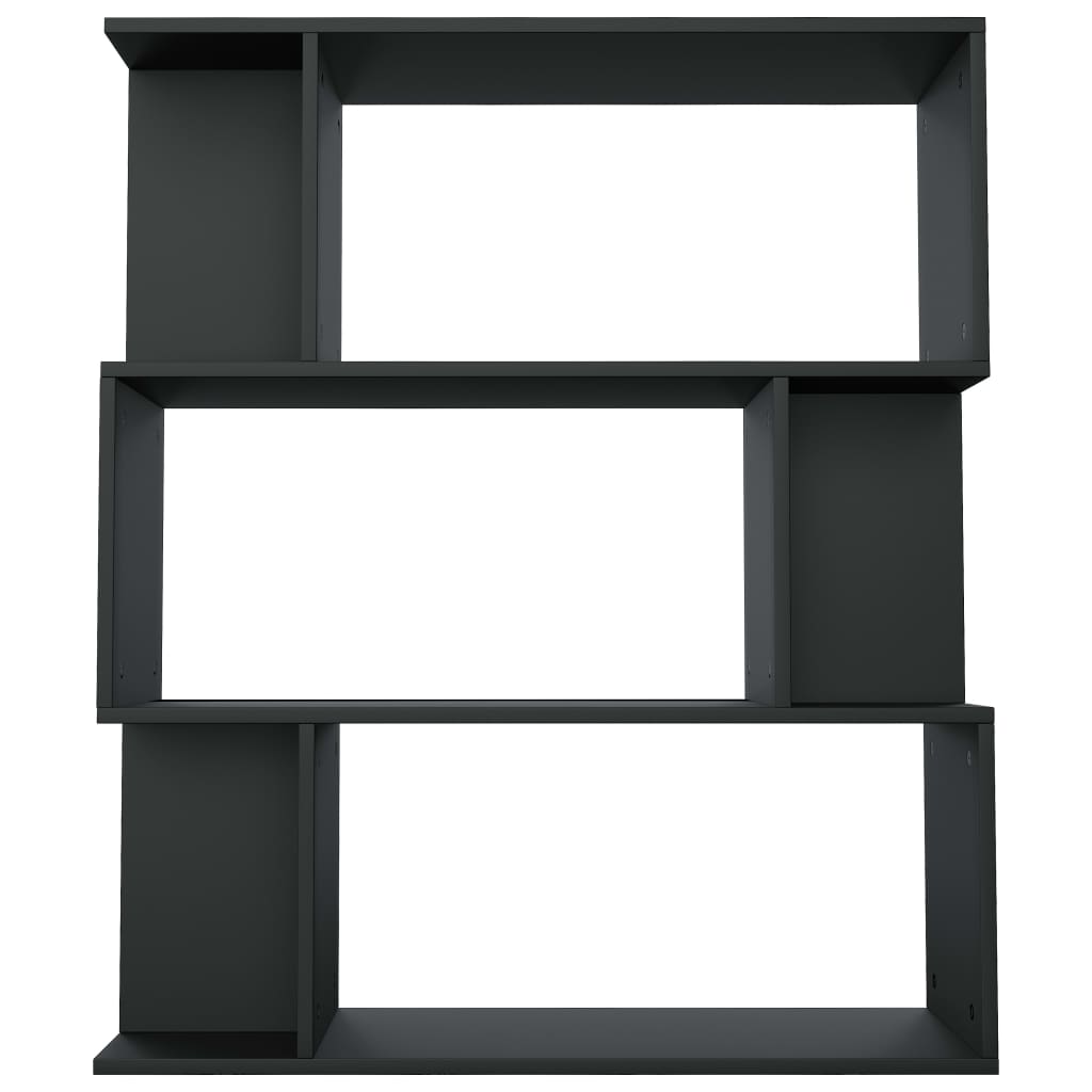 bogreol/rumdeler 80x24x96 cm konstrueret træ sort
