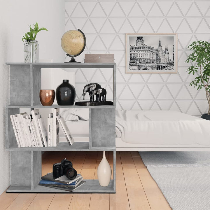 bogreol/rumdeler 80x24x96 cm konstrueret træ betongrå