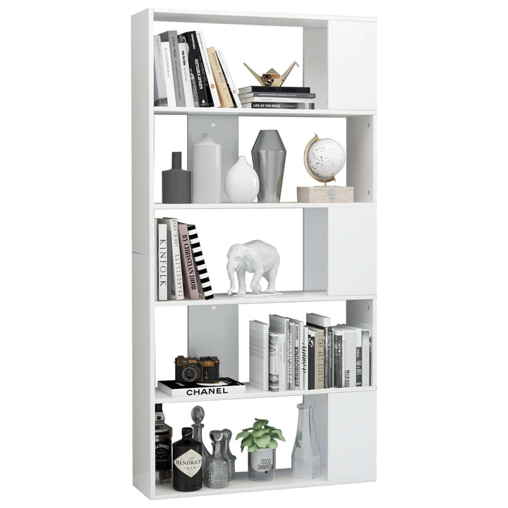 bogskab/rumdeler 80 x 24 x 159 cm spånplade hvid højglans