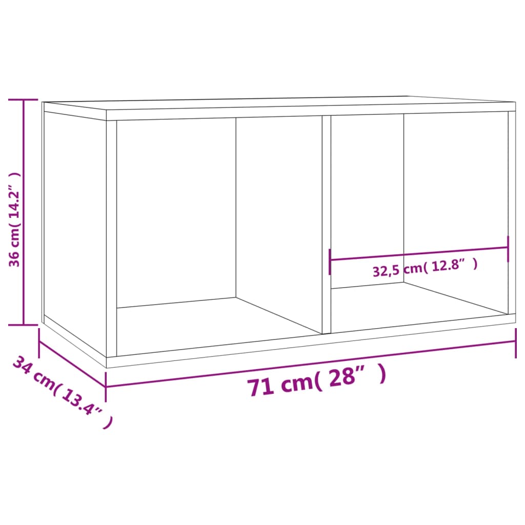 opbevaringsreol til lp'er 71x34x36 cm konstrueret træ sonoma-eg