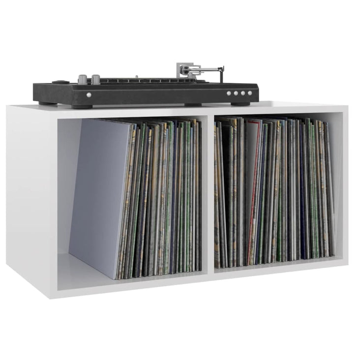 reol til lp'er 71x34x36 cm konstrueret træ hvid højglans
