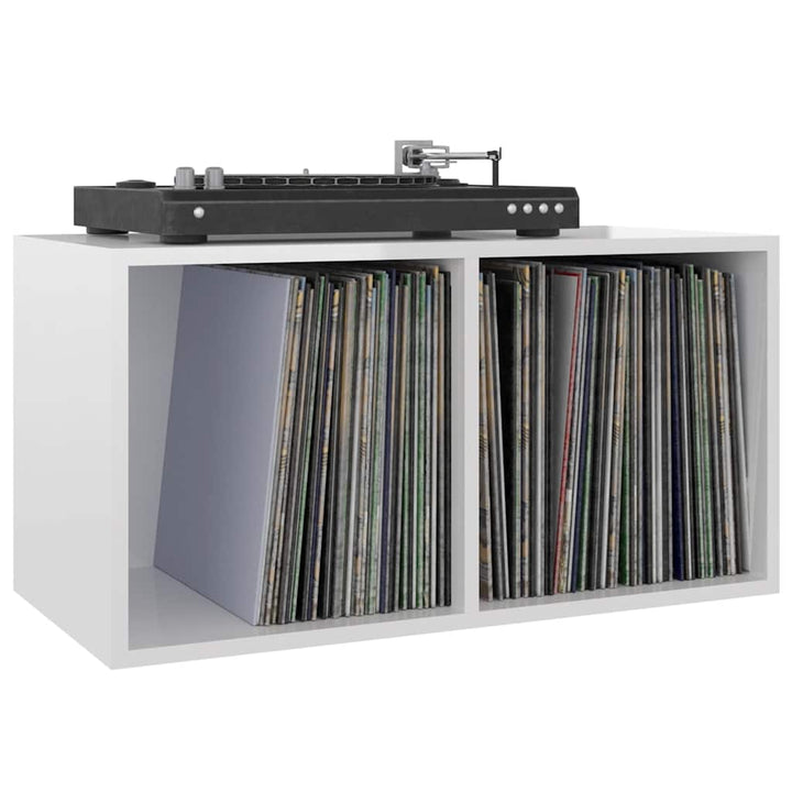 reol til lp'er 71x34x36 cm konstrueret træ hvid højglans