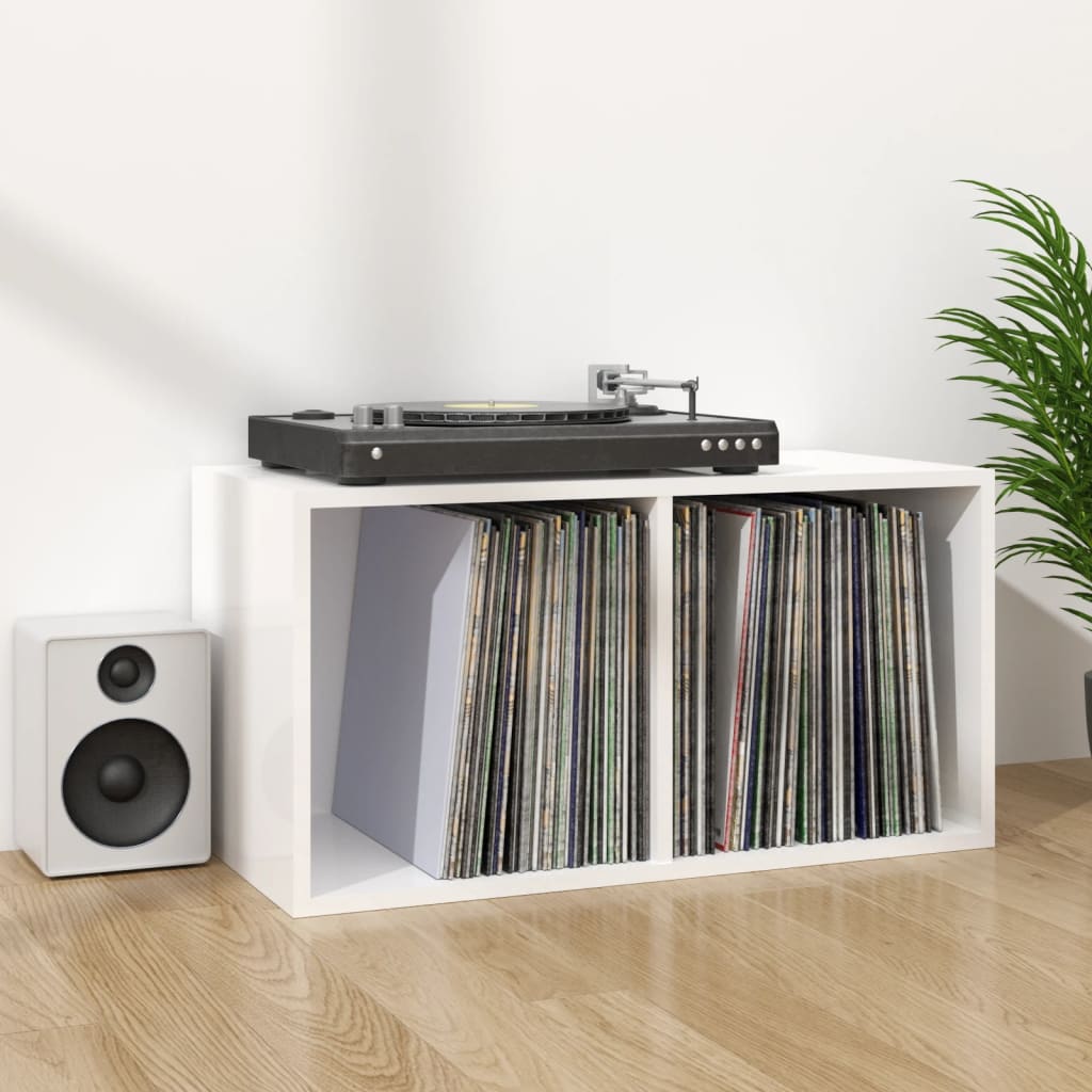 reol til lp'er 71x34x36 cm konstrueret træ hvid højglans