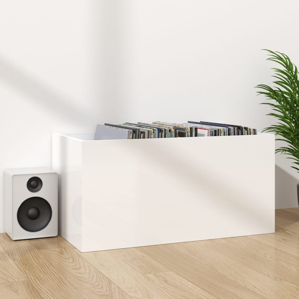 reol til lp'er 71x34x36 cm konstrueret træ hvid højglans