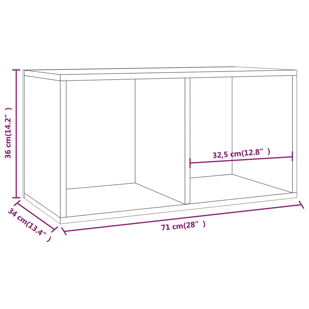 reol til lp'er 71x34x36 cm konstrueret træ hvid højglans