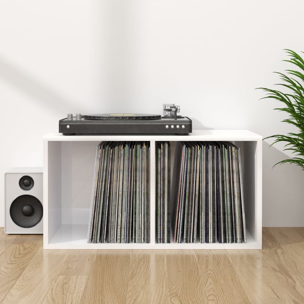 reol til lp'er 71x34x36 cm konstrueret træ hvid højglans